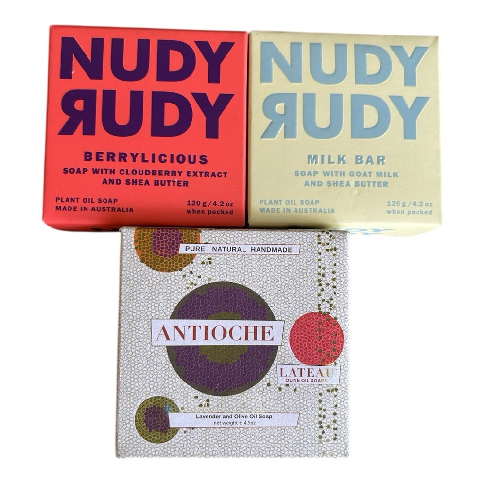 Nudy Rudy Antioche Plant Oil Based Soap Trio Set New!